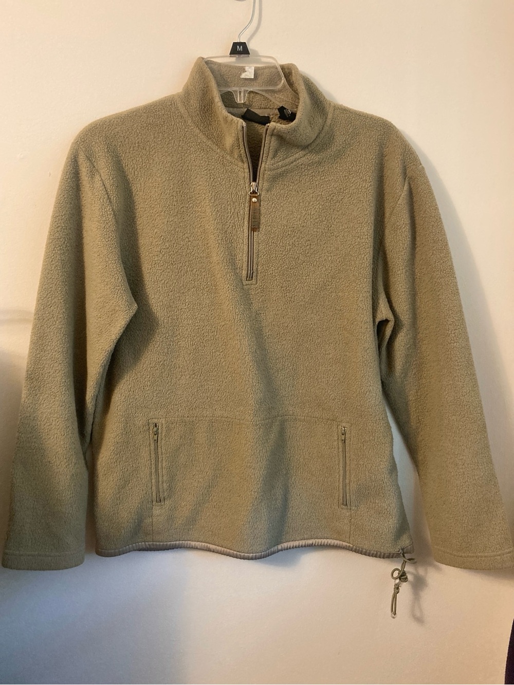 Y2K NY Jeans New York & Company Fleece Quarter 3/4 Zip Jacket Top Olive Green
